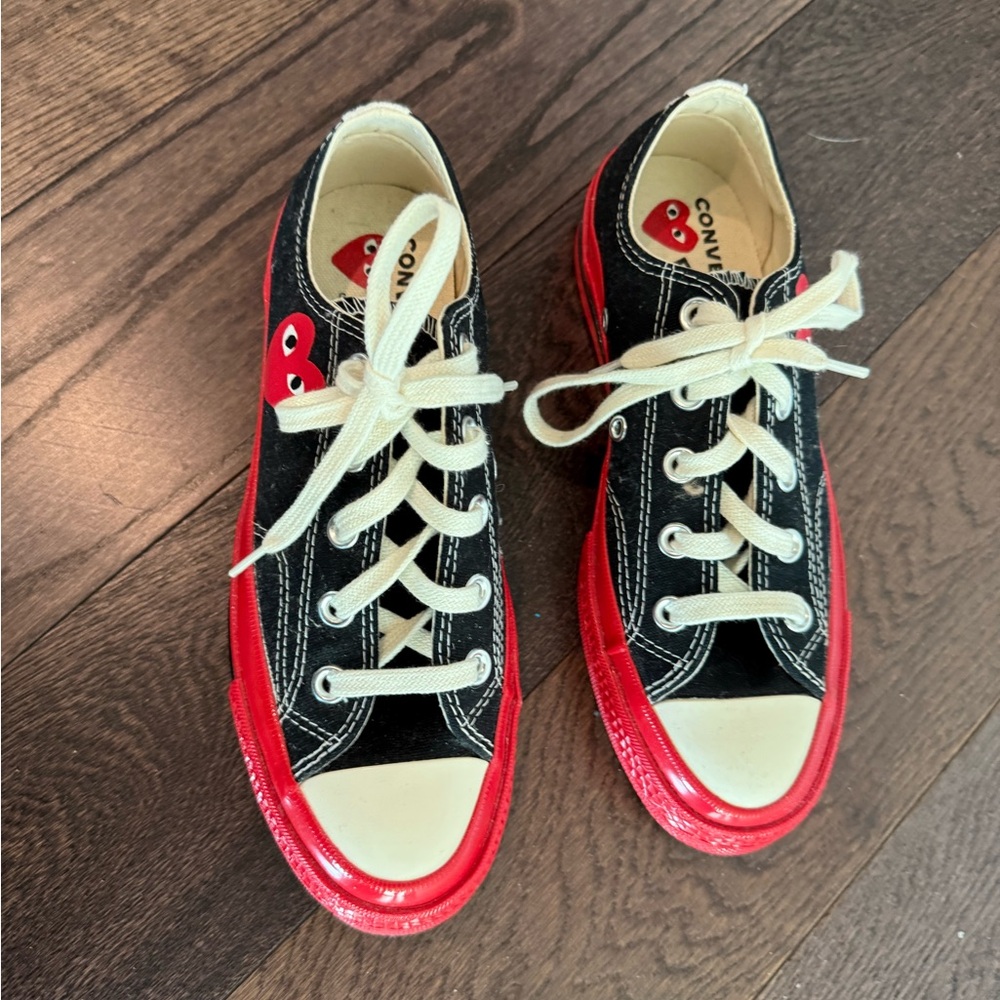 Converse Allstar Play Black and Red Heart Sneakers